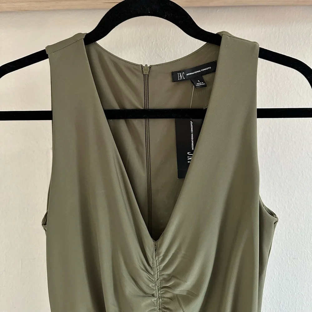 INC Olive Green Stretch Material Bodycon Dress - Picture 2 of 7